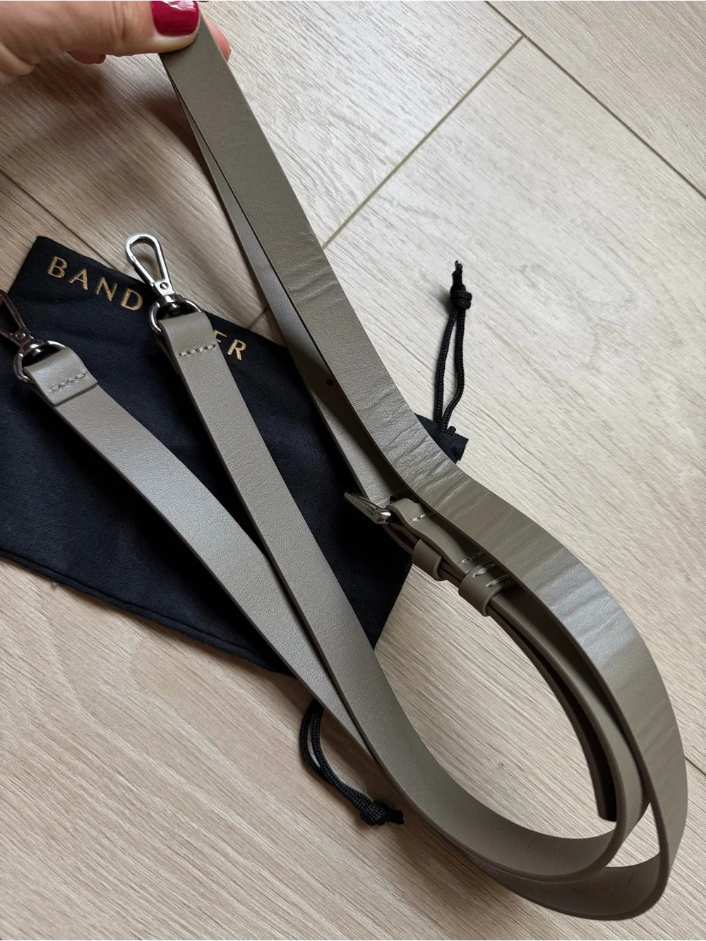 BANDOLIER Hailey Phone Case Strap Warm Gray Antique Silver hardware iPhone 17